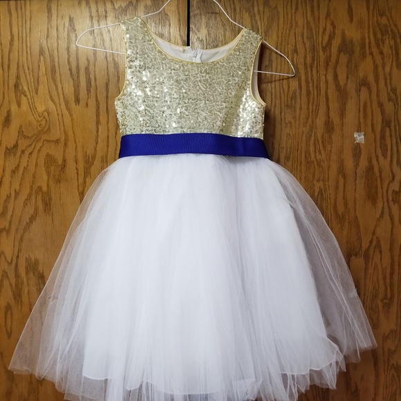 Other - Flower girl dresses gold with blue sash Other - Flower girl dresses gold with blue sash